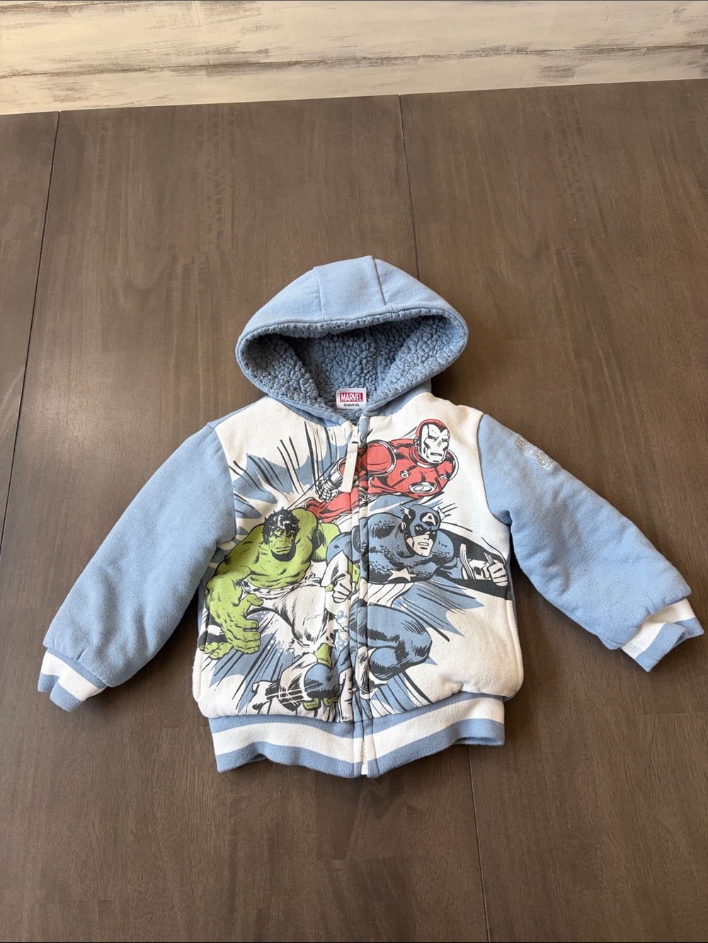 Marvel Light Blue and White Kids Superhero Hoodie Jacket